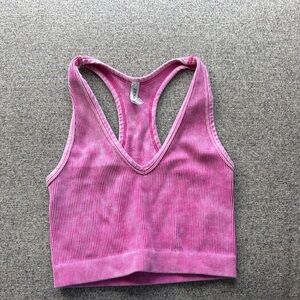 Pink Ribbed Women's Crop Top